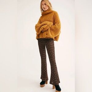 Free People Party Pull On Flare Pants Floral Embroidered Sheer Pants